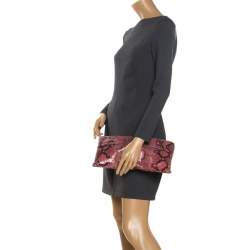 Pre Owned Prada Pink/Black Python Clutch