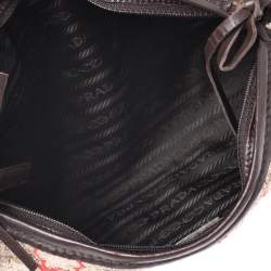 Pre Owned Prada Multicolor Fabric and Leather Brocade Satchel