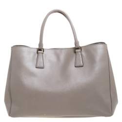 Pre Owned Prada Grey Saffiano Lux Leather Large Gardener's Tote