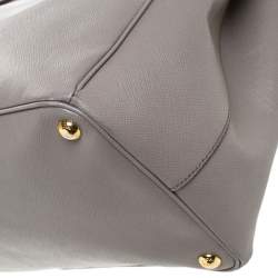 Pre Owned Prada Grey Saffiano Lux Leather Large Gardener's Tote