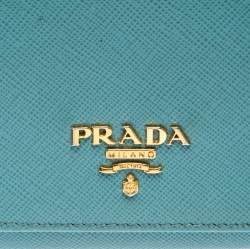 Pre Owned Prada Turquoise Saffiano Lux Leather Continental Flap Wallet
