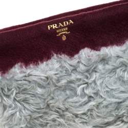 Pre Owned Prada Maroon/Grey Fur Clutch