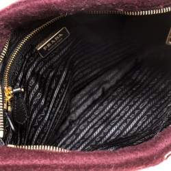 Pre Owned Prada Maroon/Grey Fur Clutch