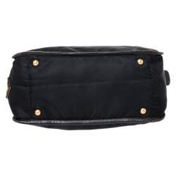 Pre Owned Prada Black/Dark Brown Nylon and Leather Tote