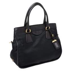Pre Owned Prada Black/Dark Brown Nylon and Leather Tote