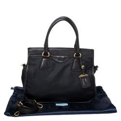 Pre Owned Prada Black/Dark Brown Nylon and Leather Tote
