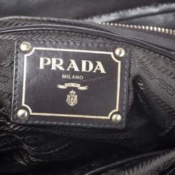 Pre Owned Prada Black/Dark Brown Nylon and Leather Tote