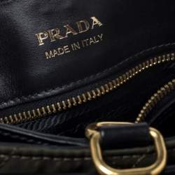 Pre Owned Prada Olive Green/Black Nylon and Leather Passaminiere Hunting Shoulder Bag