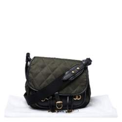 Pre Owned Prada Olive Green/Black Nylon and Leather Passaminiere Hunting Shoulder Bag