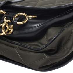 Pre Owned Prada Olive Green/Black Nylon and Leather Passaminiere Hunting Shoulder Bag