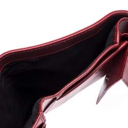 Pre Owned Prada Red Nylon Logo Trifold Wallet
