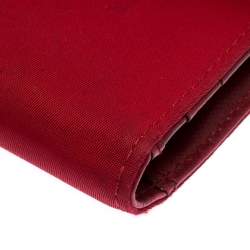 Pre Owned Prada Red Nylon Logo Trifold Wallet