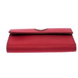 Pre Owned Prada Red Nylon Logo Trifold Wallet