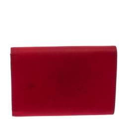 Pre Owned Prada Red Nylon Logo Trifold Wallet