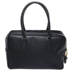 Pre Owned Prada Black Saffiano Lux Leather Satchel