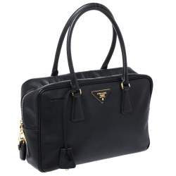 Pre Owned Prada Black Saffiano Lux Leather Satchel