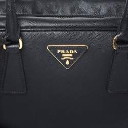 Pre Owned Prada Black Saffiano Lux Leather Satchel