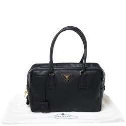 Pre Owned Prada Black Saffiano Lux Leather Satchel
