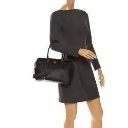 Pre Owned Prada Black Saffiano Lux Leather Satchel