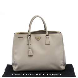 Pre Owned Prada Beige Leather Executive Double Zip Tote