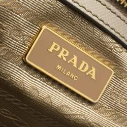 Pre Owned Prada Beige Leather Executive Double Zip Tote