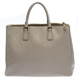 Pre Owned Prada Beige Leather Executive Double Zip Tote