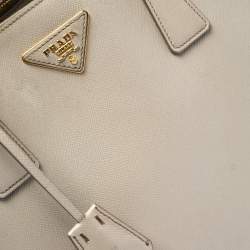 Pre Owned Prada Beige Leather Executive Double Zip Tote