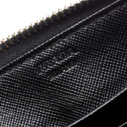 Pre Owned Prada Black Saffiano Metal Leather Zip Around Wallet