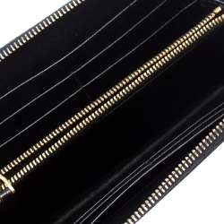 Pre Owned Prada Black Saffiano Metal Leather Zip Around Wallet