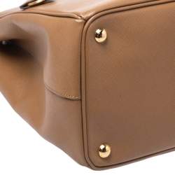 Pre Owned Prada Caramel Saffiano Lux Leather Large Double Zip Tote