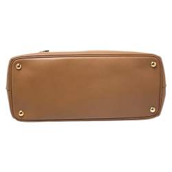 Pre Owned Prada Caramel Saffiano Lux Leather Large Double Zip Tote