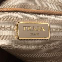 Pre Owned Prada Caramel Saffiano Lux Leather Large Double Zip Tote