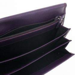 Pre Owned Prada Saffiano Triangle Continental Flap Wallet