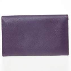 Pre Owned Prada Saffiano Triangle Continental Flap Wallet