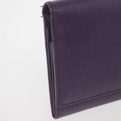 Pre Owned Prada Saffiano Triangle Continental Flap Wallet