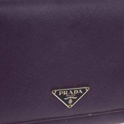 Pre Owned Prada Saffiano Triangle Continental Flap Wallet