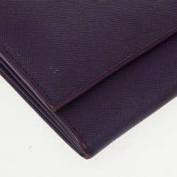 Pre Owned Prada Saffiano Triangle Continental Flap Wallet