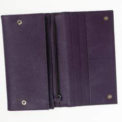 Pre Owned Prada Saffiano Triangle Continental Flap Wallet