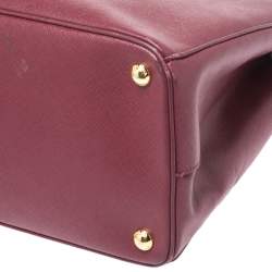 Pre Owned Prada Red Saffiano Lux Leather Medium Galleria Double Zip Tote