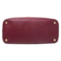 Pre Owned Prada Red Saffiano Lux Leather Medium Galleria Double Zip Tote