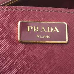 Pre Owned Prada Red Saffiano Lux Leather Medium Galleria Double Zip Tote