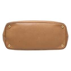 Pre Owned Prada Caramel Saffiano Lux Leather Medium Double Zip Tote