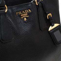 Pre Owned Prada Black Vitello Daino Leather Shopper Tote