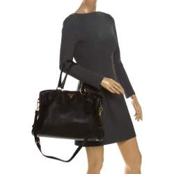 Pre Owned Prada Black Vitello Daino Leather Shopper Tote