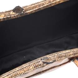Pre Owned Prada Beige/Brown Lizard Frame Satchel