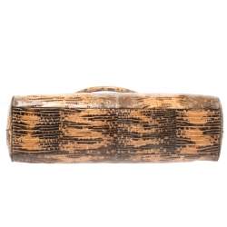 Pre Owned Prada Beige/Brown Lizard Frame Satchel