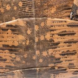 Pre Owned Prada Beige/Brown Lizard Frame Satchel