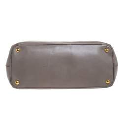 Pre Owned Prada Grey Saffiano Lux Leather Large Double Zip Tote