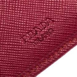 Pre Owned Prada Pink Saffiano Leather Trifold Wallet