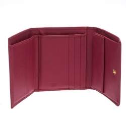 Pre Owned Prada Pink Saffiano Leather Trifold Wallet